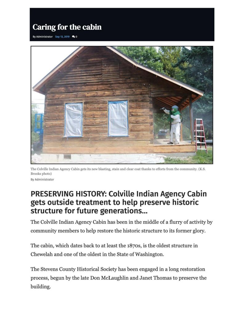 SEPTEMBER 2019 CHEWELAH INDEPENDENT WEB ARTICLE